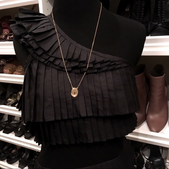 Black One Shoulder Ruffle Top - Picture 2 of 5